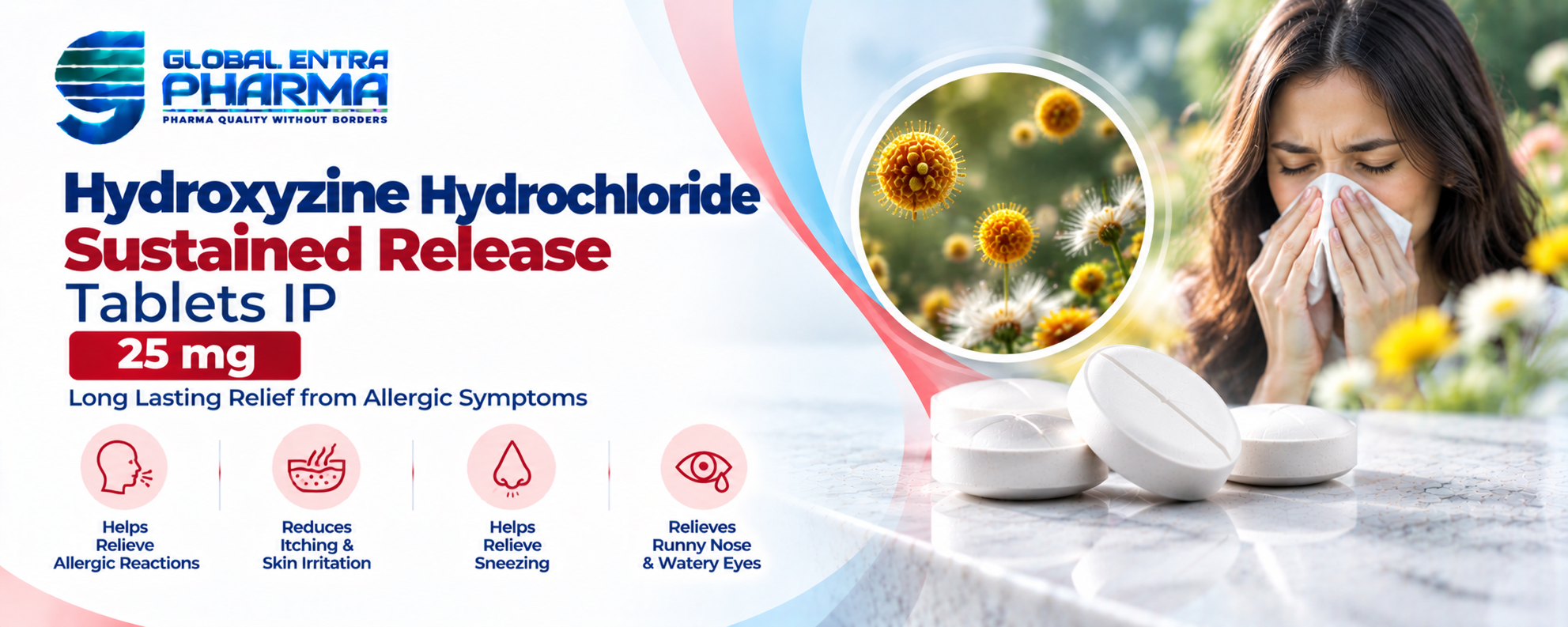 Hydroxyzine Hydrochloride Sustained Release Tablets IP 25 mg Manufacturer in India